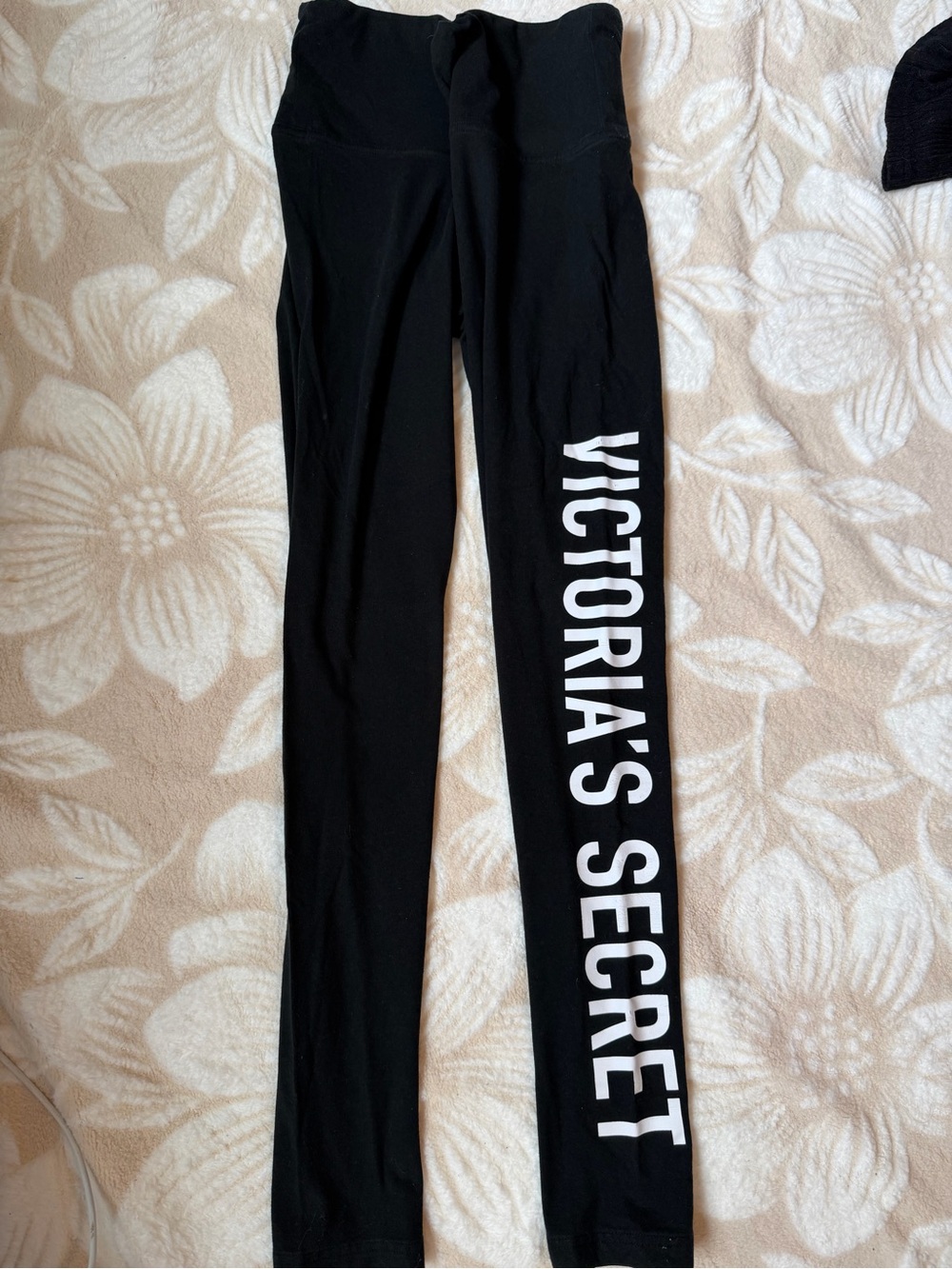 Victoria's Secret Black Leggings with White Side Logo